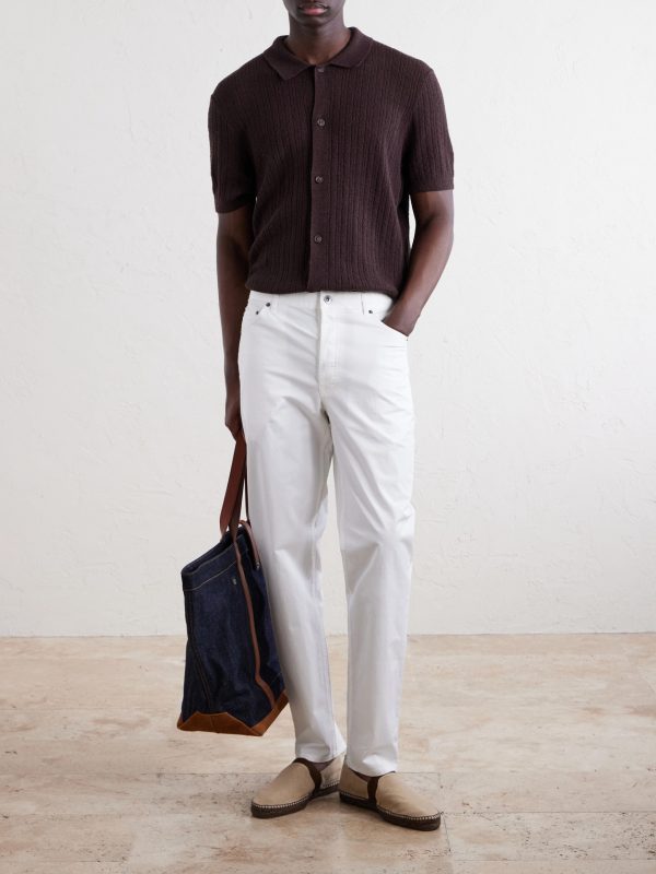 Straight-Leg Cotton-Blend Trousers - OU Straight-Leg Cotton-Blend Trousers - OU