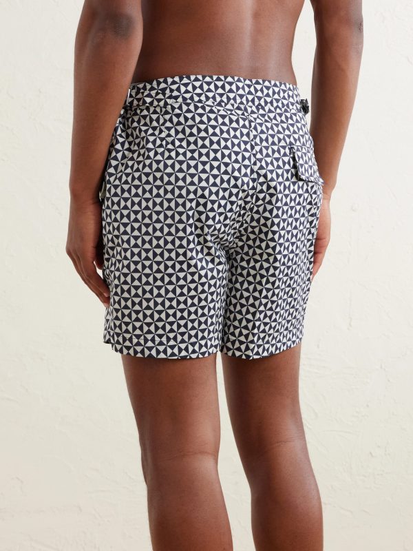 Printed Mid-Length Wide-Leg Swim Shorts - BK Printed Mid-Length Wide-Leg Swim Shorts - BK