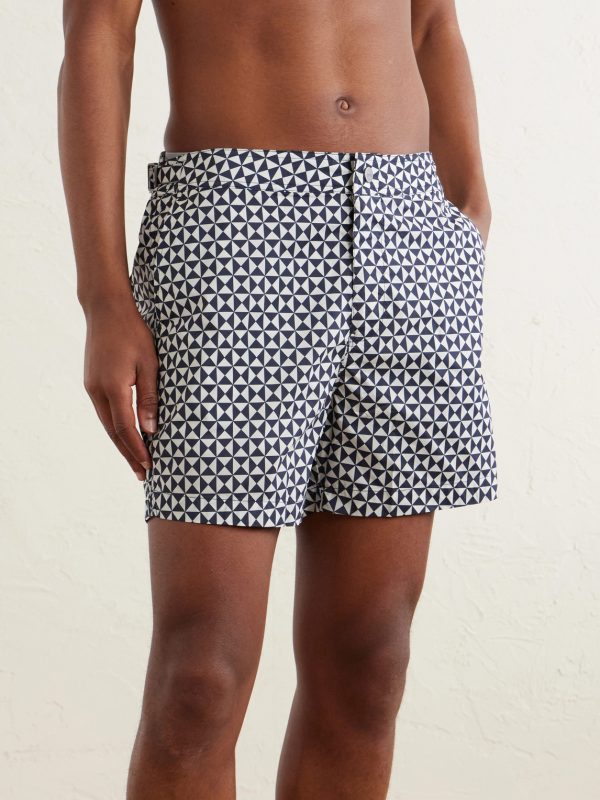 Printed Mid-Length Wide-Leg Swim Shorts - OU Printed Mid-Length Wide-Leg Swim Shorts - OU