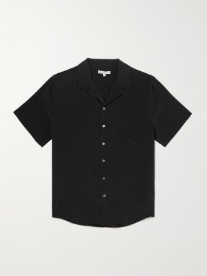 Vacation Camp-Collar Silk-Crepe Shirt