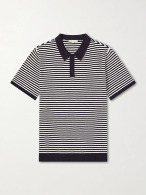 Striped Textured-Cotton Polo Shirt
