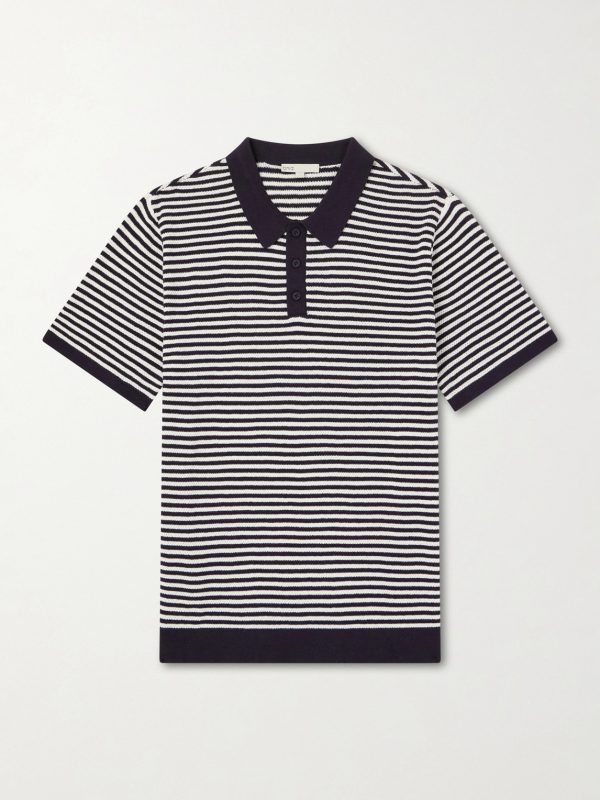 Striped Textured-Cotton Polo Shirt Striped Textured-Cotton Polo Shirt
