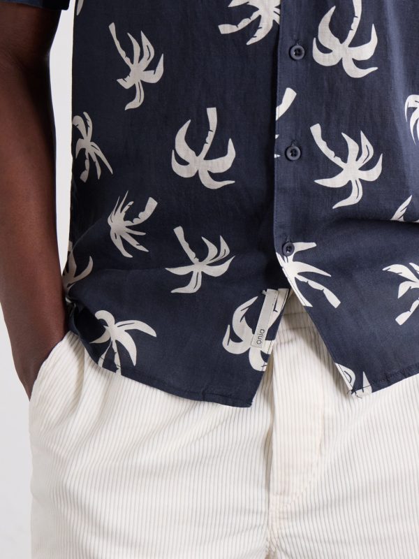 Camp-Collar Printed Linen and Lyocell-Blend Shirt - CU Camp-Collar Printed Linen and Lyocell-Blend Shirt - CU
