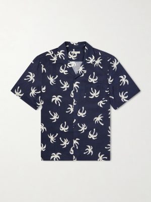 Camp-Collar Printed Linen and Lyocell-Blend Shirt Camp-Collar Printed Linen and Lyocell-Blend Shirt