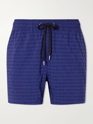 Straight-Leg Mid-Length Checked Swim Shorts Straight-Leg Mid-Length Checked Swim Shorts