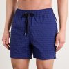 Straight-Leg Mid-Length Checked Swim Shorts - OU Straight-Leg Mid-Length Checked Swim Shorts - OU