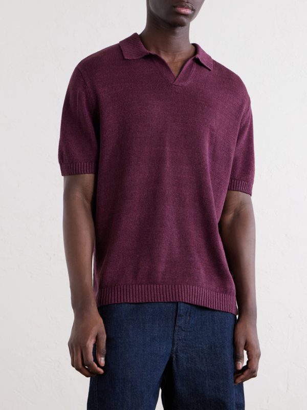 Linen, Silk and Cotton-Blend Polo Shirt - FR Linen, Silk and Cotton-Blend Polo Shirt - FR