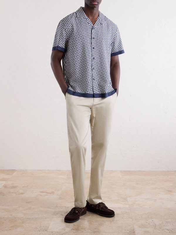 Straight-Leg Cotton-Blend Trousers - OU Straight-Leg Cotton-Blend Trousers - OU