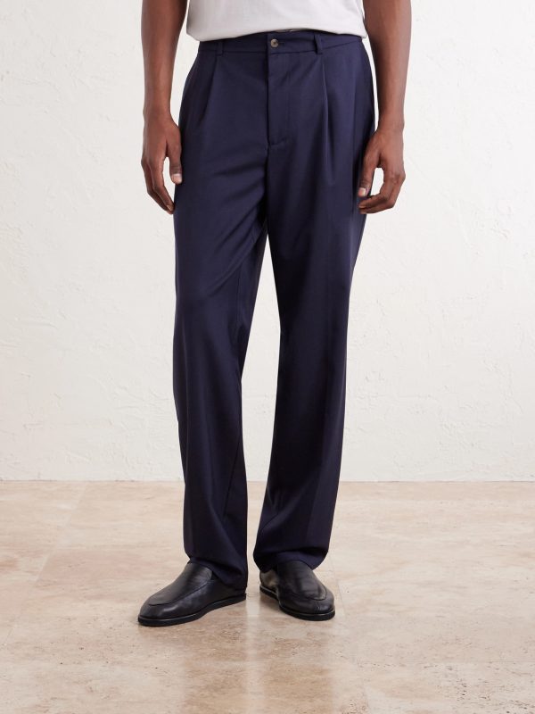 Straight-Leg Pleated Super 130s Wool Suit Trousers - FR