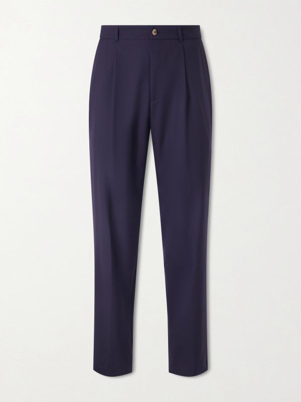 Straight-Leg Pleated Super 130s Wool Suit Trousers