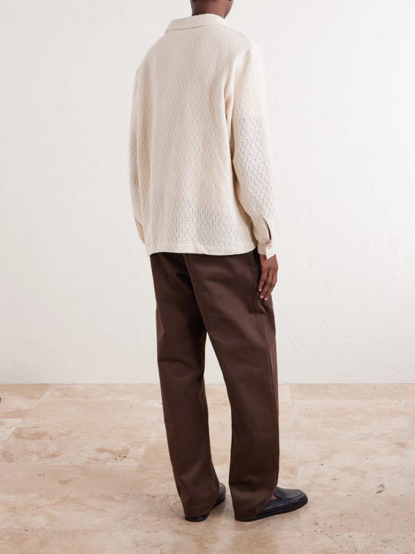 Holiday Camp-Collar Crocheted Cotton Shirt - BK
