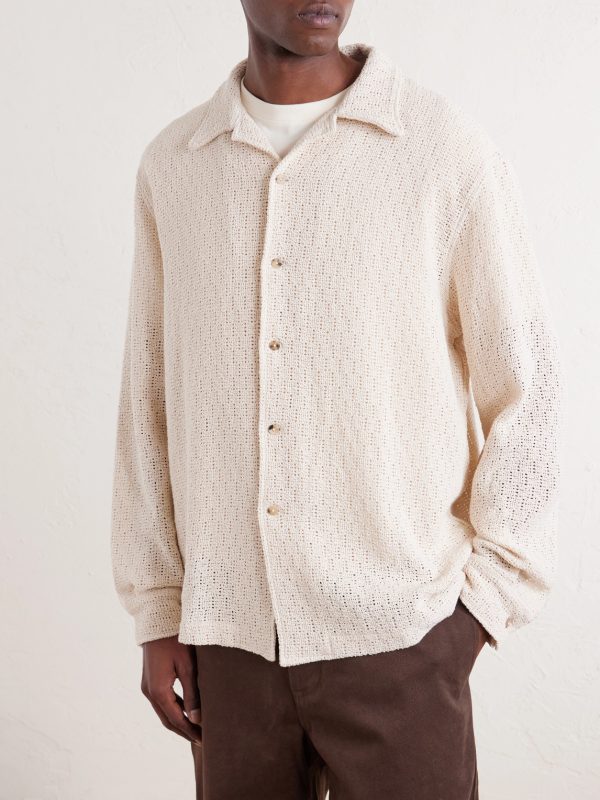 Holiday Camp-Collar Crocheted Cotton Shirt - FR