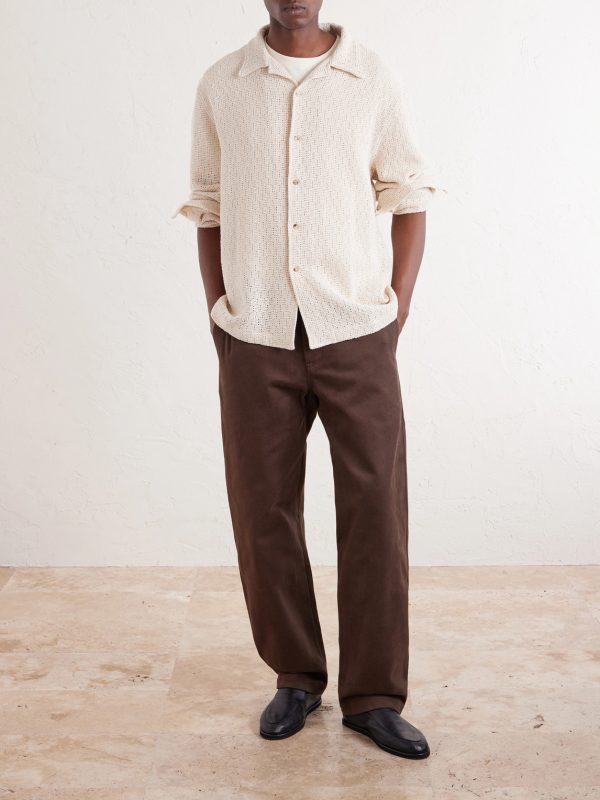 Holiday Camp-Collar Crocheted Cotton Shirt - OU