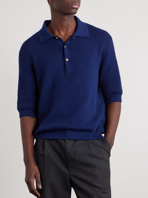 Honeycomb-Knit Cotton Polo Shirt - FR Honeycomb-Knit Cotton Polo Shirt - FR