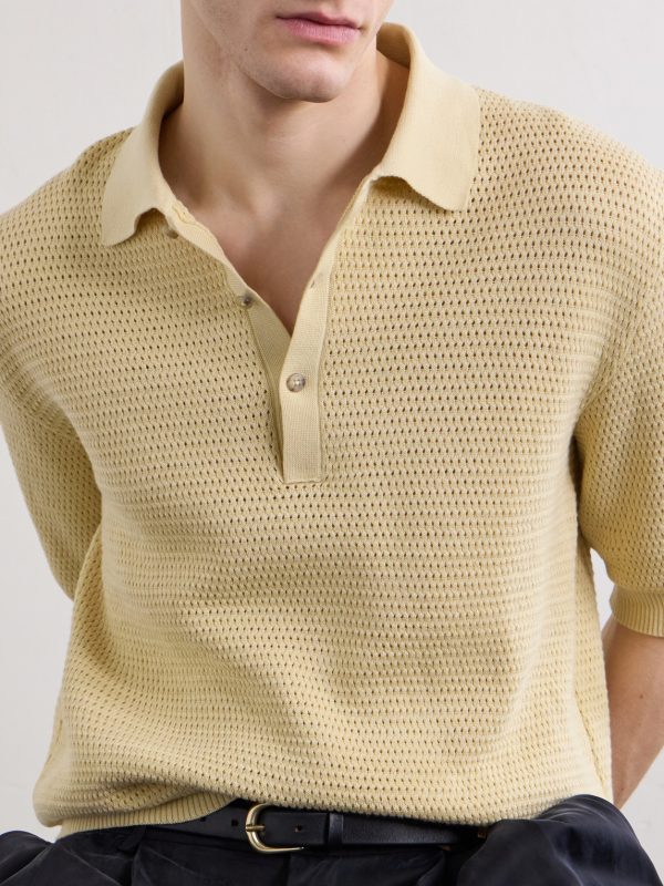 Honeycomb-Knit Cotton Polo Shirt - CU