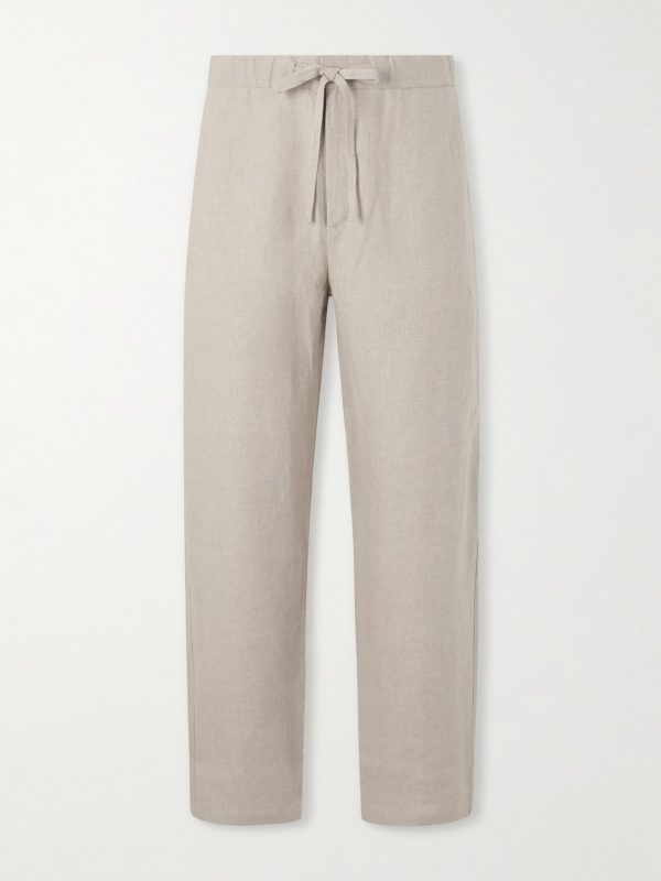 Lounge Straight-Leg Linen Suit Trousers