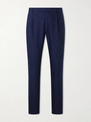 Slim-Fit Pleated Wool and Silk-Blend Dupioni Suit Trousers Slim-Fit Pleated Wool and Silk-Blend Dupioni Suit Trousers