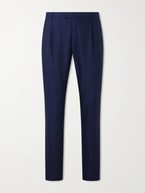 Slim-Fit Pleated Wool and Silk-Blend Dupioni Suit Trousers Slim-Fit Pleated Wool and Silk-Blend Dupioni Suit Trousers
