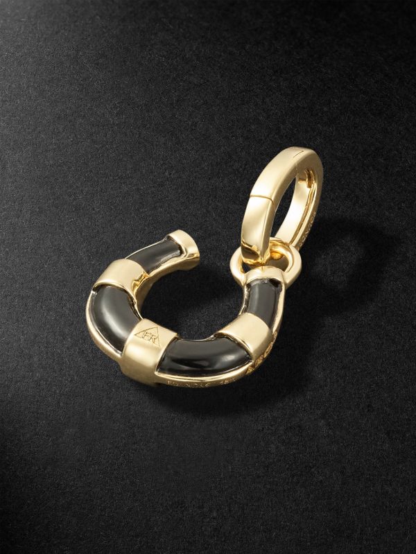 Protection Horseshoe Miniature 18-Karat Gold Onyx Pendant - BK