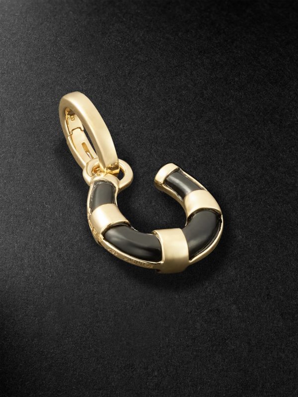Protection Horseshoe Miniature 18-Karat Gold Onyx Pendant