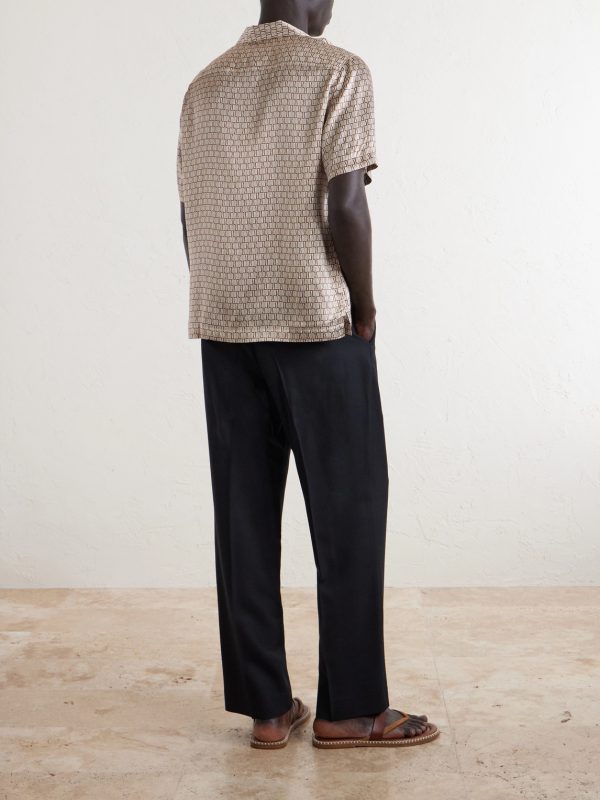 Roberto Camp-Collar Printed Silk-Voile Shirt - BK