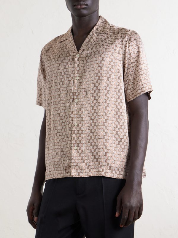 Roberto Camp-Collar Printed Silk-Voile Shirt - FR