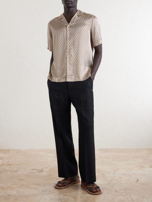 Roberto Camp-Collar Printed Silk-Voile Shirt - OU