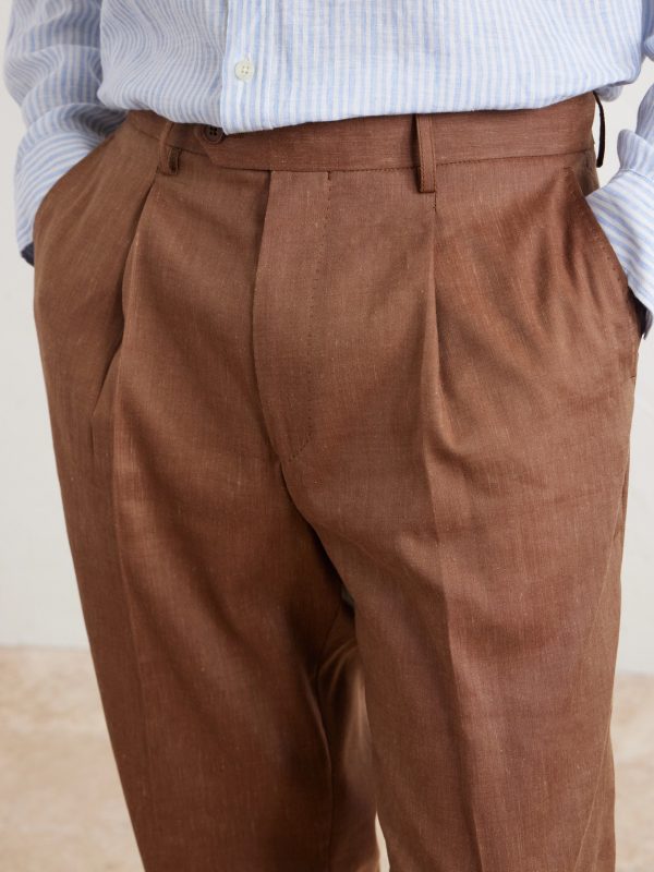 Affonso Pleated Straight-Leg Linen and Virgin Wool-Blend Suit Trousers - CU Affonso Pleated Straight-Leg Linen and Virgin Wool-Blend Suit Trousers - CU