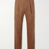 Affonso Pleated Straight-Leg Linen and Virgin Wool-Blend Suit Trousers Affonso Pleated Straight-Leg Linen and Virgin Wool-Blend Suit Trousers