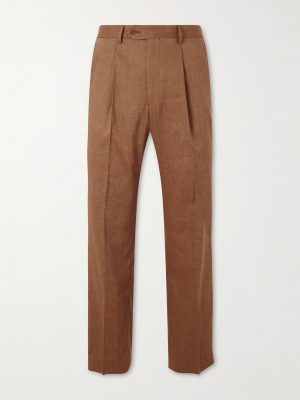 Affonso Pleated Straight-Leg Linen and Virgin Wool-Blend Suit Trousers Affonso Pleated Straight-Leg Linen and Virgin Wool-Blend Suit Trousers