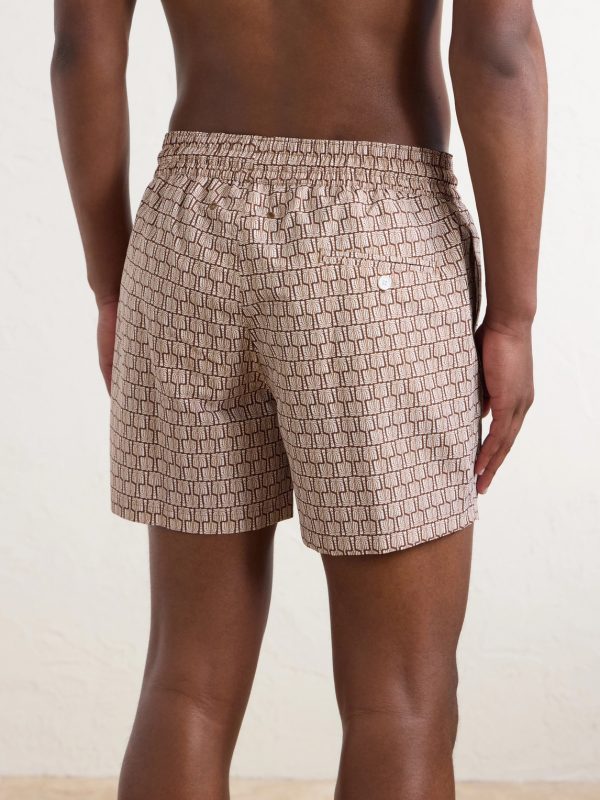 Straight-Leg Mid-Length Printed Recycled Swim Shorts - BK Straight-Leg Mid-Length Printed Recycled Swim Shorts - BK
