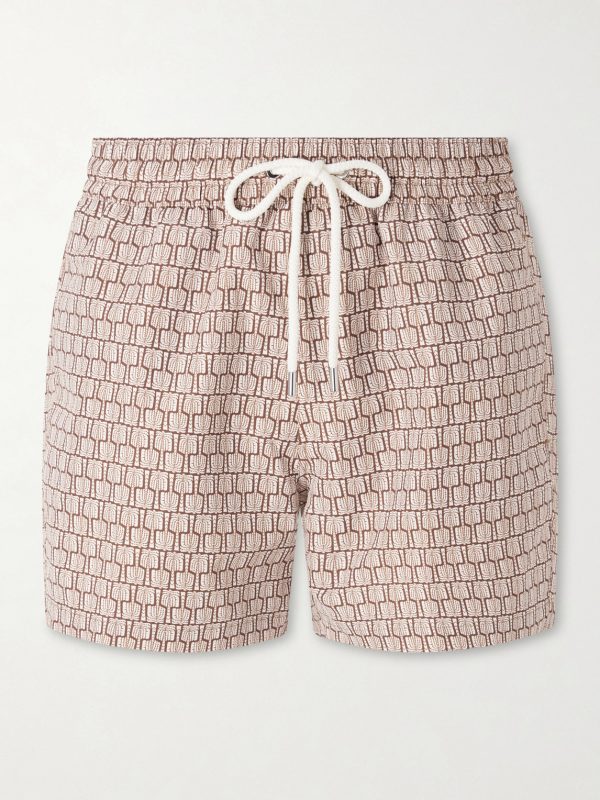 Straight-Leg Mid-Length Printed Recycled Swim Shorts