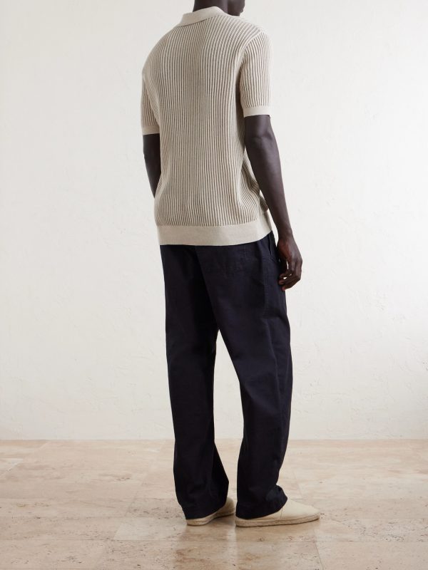 Vidal Ribbed Cotton and Linen-Blend Polo Shirt - BK Vidal Ribbed Cotton and Linen-Blend Polo Shirt - BK