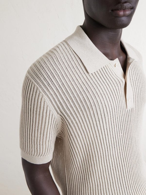 Vidal Ribbed Cotton and Linen-Blend Polo Shirt - CU Vidal Ribbed Cotton and Linen-Blend Polo Shirt - CU