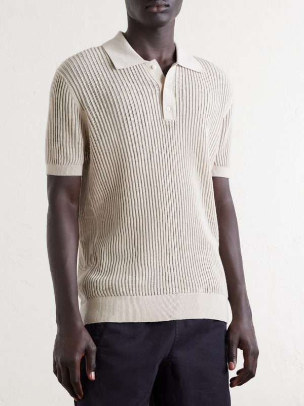 Vidal Ribbed Cotton and Linen-Blend Polo Shirt - FR Vidal Ribbed Cotton and Linen-Blend Polo Shirt - FR