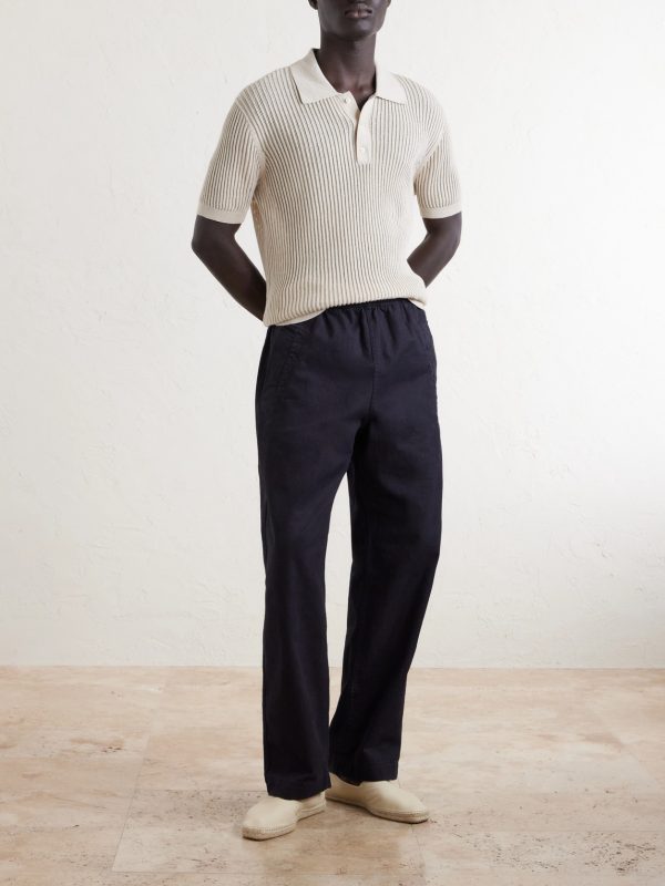 Vidal Ribbed Cotton and Linen-Blend Polo Shirt - OU Vidal Ribbed Cotton and Linen-Blend Polo Shirt - OU