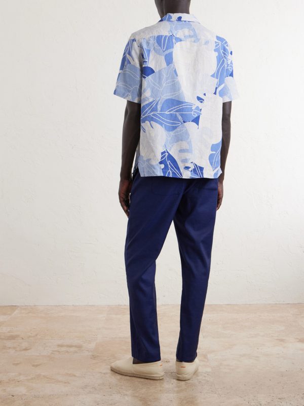 Roberto Camp-Collar Printed Linen Shirt - BK Roberto Camp-Collar Printed Linen Shirt - BK