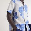 Roberto Camp-Collar Printed Linen Shirt - CU Roberto Camp-Collar Printed Linen Shirt - CU