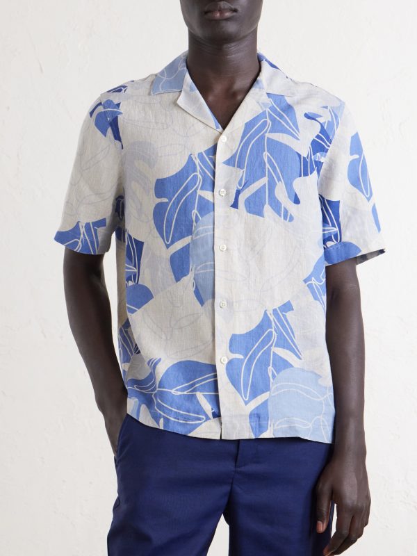 Roberto Camp-Collar Printed Linen Shirt - FR Roberto Camp-Collar Printed Linen Shirt - FR