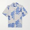Roberto Camp-Collar Printed Linen Shirt Roberto Camp-Collar Printed Linen Shirt