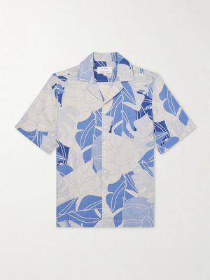Roberto Camp-Collar Printed Linen Shirt Roberto Camp-Collar Printed Linen Shirt