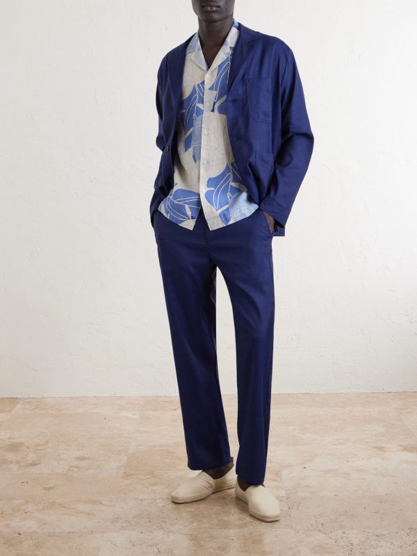 Roberto Camp-Collar Printed Linen Shirt - OU Roberto Camp-Collar Printed Linen Shirt - OU