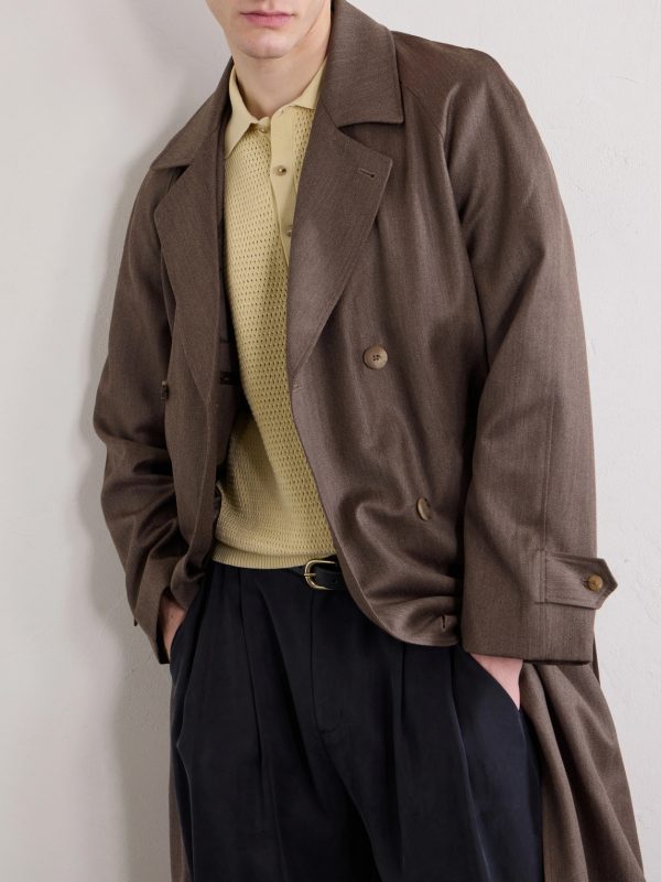 Grandad Double-Breasted Wool and Cotton-Blend Coat - CU Grandad Double-Breasted Wool and Cotton-Blend Coat - CU
