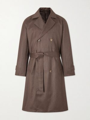 Grandad Double-Breasted Wool and Cotton-Blend Coat