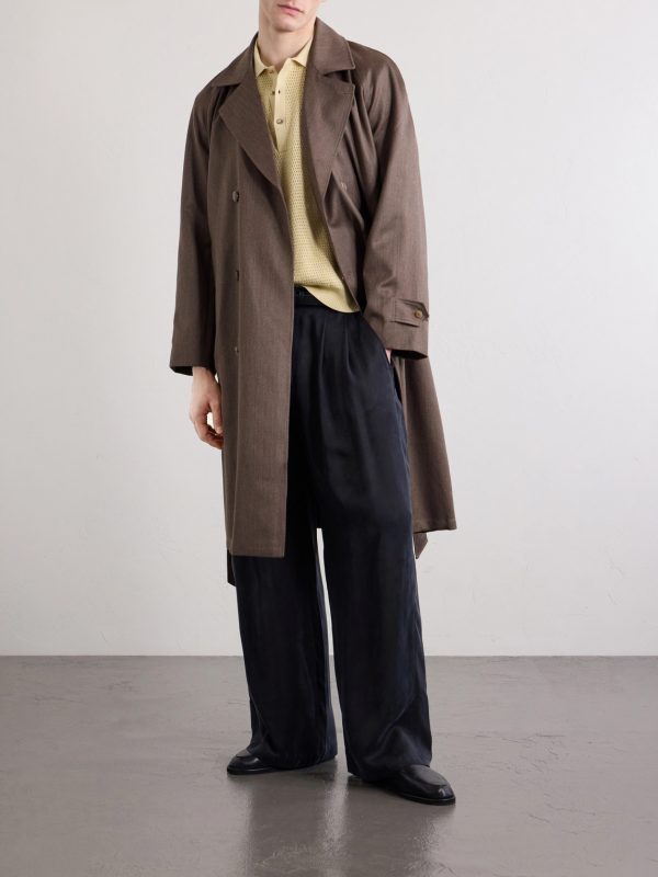 Grandad Double-Breasted Wool and Cotton-Blend Coat - OU Grandad Double-Breasted Wool and Cotton-Blend Coat - OU