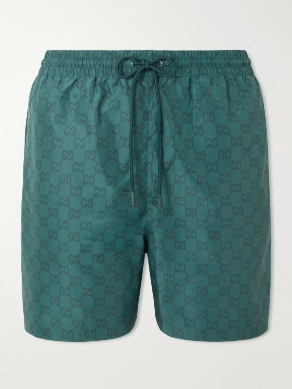 Straight-Leg Short-Length Logo-Print Swim Shorts