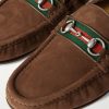 Horsebit-Embellished Webbing-Trimmed Suede Loafers - CU