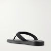Logo-Jacquard Leather-Trimmed Canvas Flip Flops - BK Logo-Jacquard Leather-Trimmed Canvas Flip Flops - BK