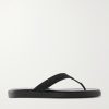 Logo-Jacquard Leather-Trimmed Canvas Flip Flops Logo-Jacquard Leather-Trimmed Canvas Flip Flops