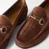 Horsebit-Embellished Woven Suede Loafers - CU